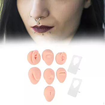 - Модель части тела, практическая модель для пирсинга тела, ухо, рот, глаз, нос и язык, пупок light skin