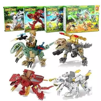 Модель динозавра, игрушечные фигурки LEGO LEGO Block, Четыре набора, Разные цвета
