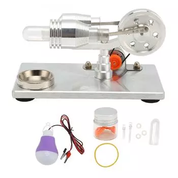 Модель двигателя двигателя Стирлинга Низкотемпературная нержавеющая сталь Опорная пластина Цинковый сплав Стекло Образовательный