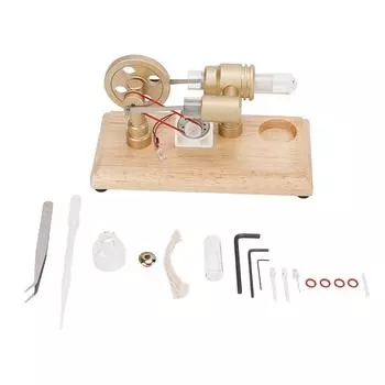 Модель двигателя двигателя Стирлинга с ЧПУ-рамой, многоцветный светодиодный маховик из алюминиевого сплава, обучающая игрушка для Te