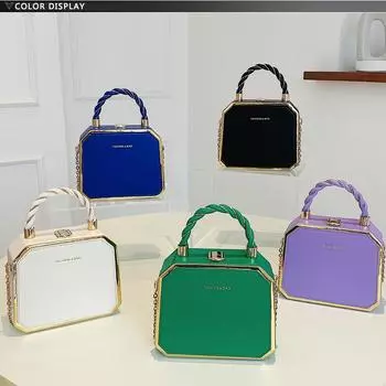 Модельерская металлическая квадратная сумка, женская маленькая цепочка для сотового телефона, сумка через плечо на одно плечо, вечерняя классическая однотонная сумка с принтом фиолетовый