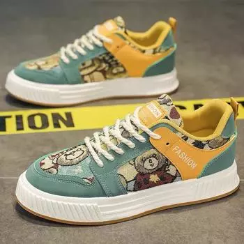 Модельерская обувь, мужские повседневные кроссовки на платформе, кроссовки на шнуровке, студенческие кроссовки, мужская вулканизированная обувь, Zapatillas Hombre 39 зелёный