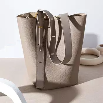 Модельерская сумка-ведро из натуральной кожи, большая сумка для женщин, мягкие сумки на ремне, женская сумка-мессенджер, роскошная повседневная сумка из коровьей кожи, сумка-тоут серый