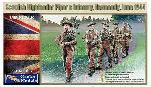 Модель Gekko Шотландские горцы, волынщики и пехота Нормандии, июнь 1944 г. Пластиковая модель GEC35GM0006 1/35