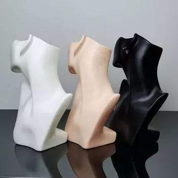 Модель головы, голова манекена с половиной лица, подставка для ювелирных изделий, портретная шея, манекен, голова для ожерелья, сережек чёрный