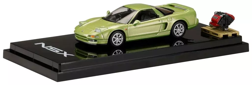 Модель HJ64 Honda NSX Coupe с дисплеем двигателя цвета лайм-зеленый металлик, готовый продукт, масштаб 1/64