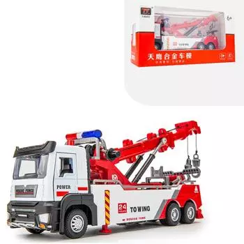 Модель инженерного автомобиля из сплава 1/32, металлические литья под давлением и игрушечные транспортные средства, двойной крюк, машина для преодоления препятствий 1/32-Size:21.5*8*5.5cm красный/белый