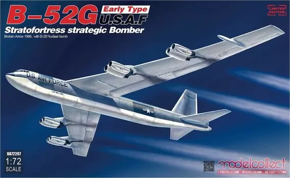 Модель коллекционной американской авиабомбы Stratofortress Early Type Nuclear Bomb Broken Arrow 1966 года, пластиковая модель UA72207 1/72 B-52G с B28