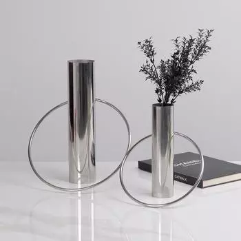 Модель комнаты Современный свет Роскошный металлический креативный кольцевой пробирочный цветок устройство Мягкое украшение Модель комнаты Гостиная Обеденный стол с сухоцветами