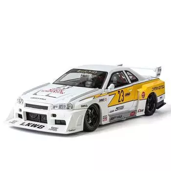 Модель легкосплавного автомобиля Nissan GTR Skyline в масштабе 1/24 с аутентичными звуковыми эффектами — первоклассная игрушка для детей и коллекционеров, вдохновленная фильмом «Форсаж» белый