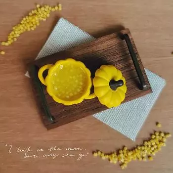 Модель мини-кастрюли Мини-кастрюля с тыквой и пшенной кашей Миниатюрная игрушка-еда для 1:12 Мини-домиков в масштабе Декор для кухни оранжевый