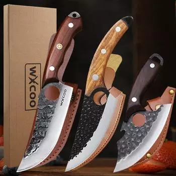 Модель молота, кузнечный нож для убоя, обвалки, разделки мяса, для забоя рыбы, свиней и овец, для чистки, многоцелевой нож, острый нож для резки, 3 предмета 3 PC