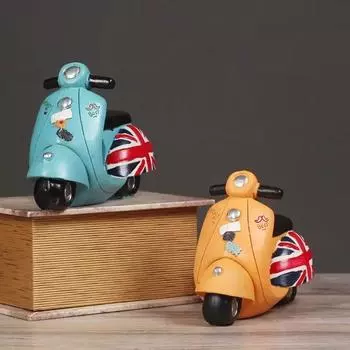 Модель мотоцикла, расписанная вручную, копилка из смолы, мультяшные копилки, аксессуары для дома Style A