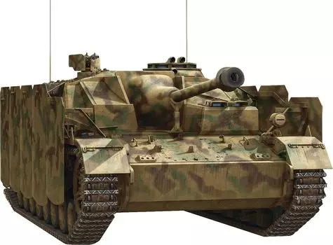 Модель немецкого штурмового орудия Ryfield Model 4 с двигателем позднего типа и подвижной гусеницей. Пластиковая модель RFM5111 1/35 Sd.Kfz.167 No.
