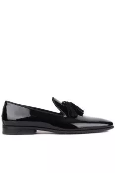 Модель обуви — черные мужские классические туфли из лакированной кожи 250-2351