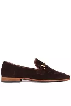 Модель обуви — коричневые мужские классические туфли из замши 250-2355