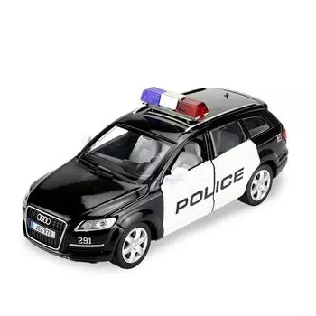 Модель Q7 Diesel в масштабе 1:32, модель полицейской машины из сплава, автомобиль, отодвинутый назад, 4 открытые двери, звук и свет, детская игрушка 1/32-Size:16*6.5*6cm чёрный