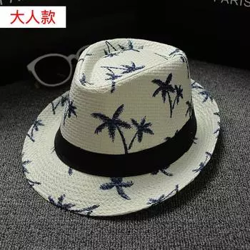 Модель «родитель-ребенок», шляпа Beach Wind Travel Coconut Tree Printed Papyrus Jazz Hat, шляпа-панама Seaside Sun для мужчин и женщин