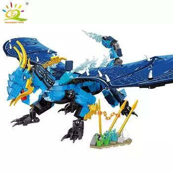 Модель рыцаря ниндзя, строительные блоки, злой дракон, летучая мышь, меха с фигурками, набор городских кирпичей, строительные игрушки для детей 35 No box