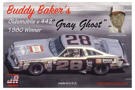 Модель Salvinos NASCAR 1980 Победитель Car Oldsmobile 442 Buddy Baker Gray Ghost Пластиковая модель SJMBBO1980D JR 1/25 серый