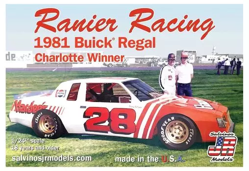 Модель Salvinos NASCAR 1981 Charlotte Winner Buick Regal Bobby Allison 28 Rainier Racing Пластиковая модель SJMRRB1981C JR 1/24