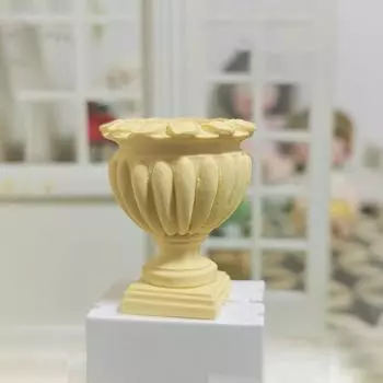Модель сцены Миниатюрная модель цветочной колонны Игрушка-симуляция Римская колонна Цветочный горшок бежевый