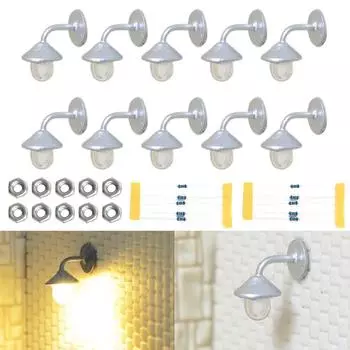 Модель стальной колонны Светодиодные уличные фонари и сопротивление 10 1 пламя 10 шт. 1:87