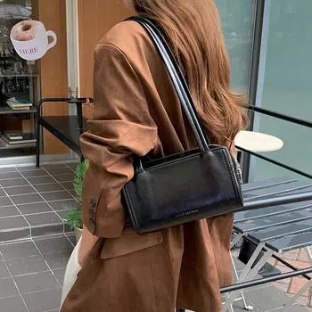 Модель сумки Женская универсальная большая вместительная женская сумка-тоут Высококачественная модная сумка через плечо Сумка подмышкой коричневый