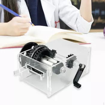 Модель токарного станка с трансмиссией, обучающая физика, развивающая игрушка с ручкой