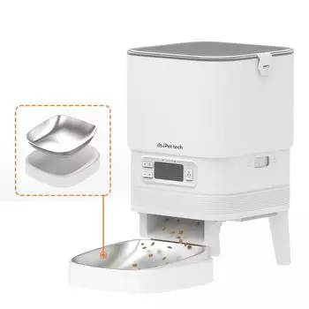 модель в iPet tech Small 4L автоматическая кормушка для кошек и мелких и 6 приемов пищи фиксированная автоматическая мощность кормления ручной таймер нержавеющая сталь легко белый