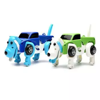 Модель Заводной Автоматическая трансформация Собака Деформация Часовой механизм Машина Транспортное средство Заводные игрушки красный