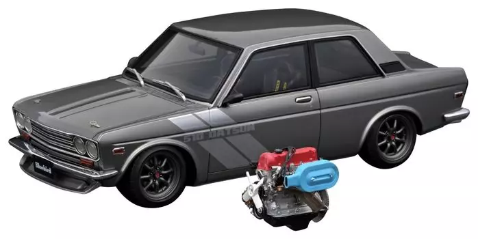 Модель зажигания Datsun Bluebird Gun Metallic с двигателем, готовый продукт IG3310 1/18 (510)