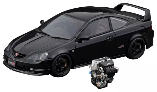 Модель зажигания Honda INTEGRA TYPE R черного цвета с двигателем, готовый продукт IG3330 1/18 (DC5)