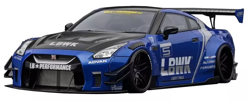 Модель зажигания Nissan R35 тип 2 от TK Company, готовое изделие синего цвета IG2340 1/18 LB-WORKS GT-R