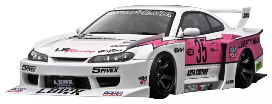 Модель зажигания Silhouette S15 SILVIA готовое изделие TK.Company 1/18 LB-Super White/Pink чёрный