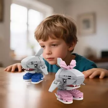 Модель здания в обуви, образовательное здание, пародия на модель One Size синий