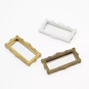 Модель зеркала для кукольного домика для ролевых игр, прямоугольник OB11, зеркало с имитацией ручки для детей/детей/малышей золотой