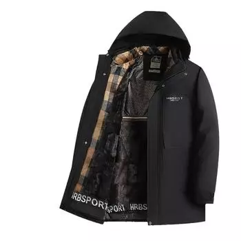 Модели на осень и зиму, флисовая утепленная куртка с капюшоном, с подкладкой из хлопка для среднего возраста L чёрный