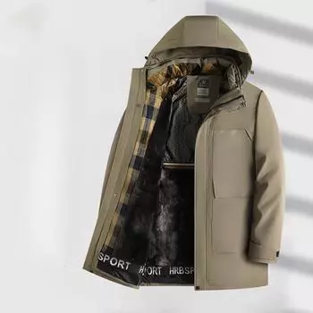 Модели на осень и зиму, флисовая утепленная куртка с капюшоном, с подкладкой из хлопка для среднего возраста L чёрный