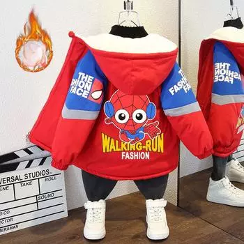 Модели осень-зима 2024 года, новая одежда с капюшоном, зимняя детская, утепленная, с капюшоном, с рисунком 90