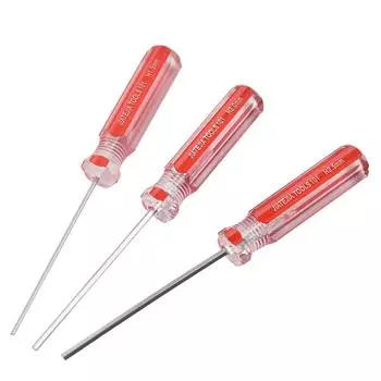 Модели Шестигранная отвертка Серебряная+Красная Одинарная плоская головка Шестигранник Стальная 3.0mm