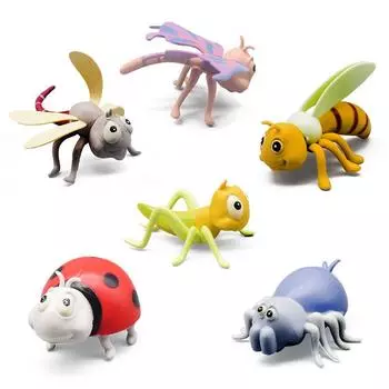 Модели юрских динозавров и насекомых: Божья коровка, стрекоза, морские существа