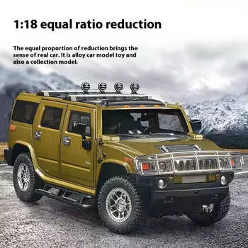 Моделирование 1:18 Hummer H2 Alloy Offroad Vehicle Литая металлическая модель для дома Украшения для дома Звук и свет Инерционный детский игрушечный автомобиль Подарок на день рождения мальчика белый