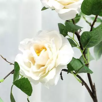 Моделирование 3 головки камелии розы домашнее украшение мягкое украшение имитация цветка бонсай искусственный цветок белый