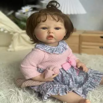 Моделирование 55 см Мягкая Полная Кукла Клея Тело Возрождения Детские Игрушки-Компаньоны 55cm розовый