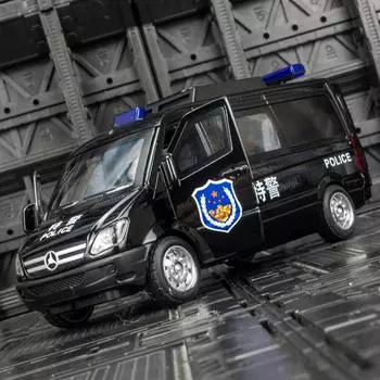 Моделирование Бен Чи Спин Специальная полиция общественной безопасности Игрушечная модель автомобиля Украшения Коллекция Назад, чтобы открыть дверь чёрный