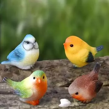Моделирование диких птиц, игрушки для животных, симпатичные мини-фигурки попугаев, миниатюрные ландшафтные украшения, бытовые украшения, подарки