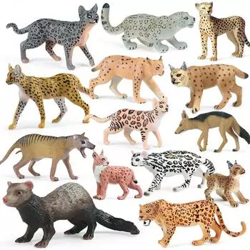 Моделирование диких животных Bengalcat Tiger Cat Lynx Caracal Leopard Фигурки Фигурки Модель Образование Миниатюрная детская игрушка 9
