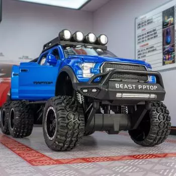 Моделирование F150 с мотоциклом, литой моделью автомобиля, шестиколесным внедорожником, звуком и светом, задняя игрушка красный