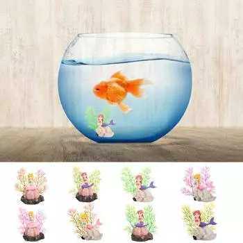 Моделирование кораллового орнамента «Русалка» из смолы, аквариум, ландшафтное украшение для дома B жёлтый